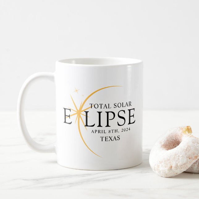 Mug Black & Gold 2024 Texas Total Solar Eclipse (Avec donut)