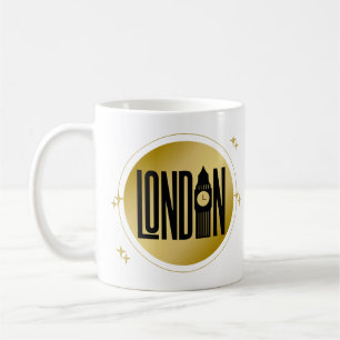 Mug Black & Gold London Skyline Retro City Pride