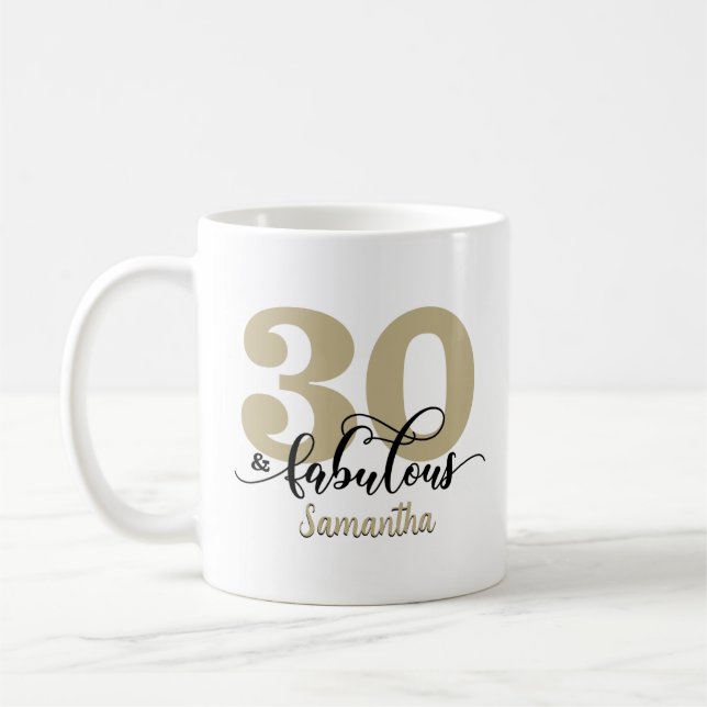Mug Black Gold Script 30 et fabuleux anniversaire (Gauche)