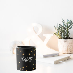 Mug Black gold stars nom élégant