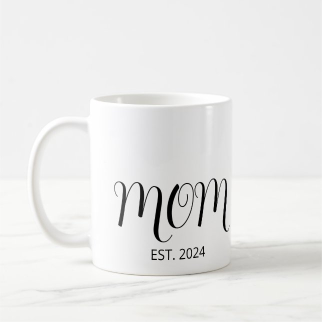 Mug Black Graceful Script Established New Mom (Gauche)