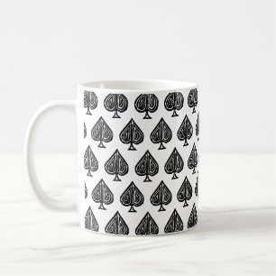 Mug Black Jouer Symbole de carte pique forme Lino coup