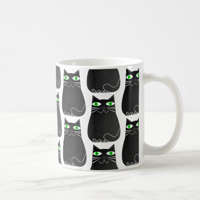 Mug Black Kitty Green Eyes Personnalisé (Droite)
