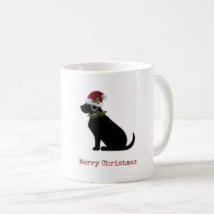 Mug Black Lab Chien Joyeux Noël Santa Hat Holly Fun