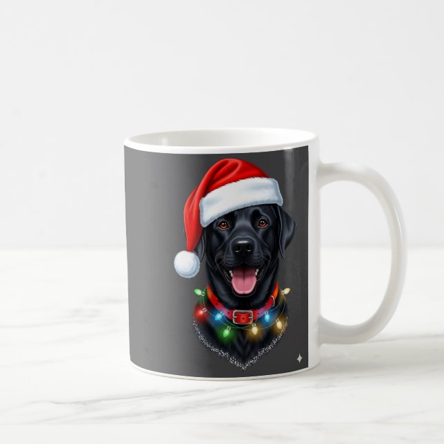 Mug Black Lab Labrador Christmas Dog Santa Hat Light P (Droite)