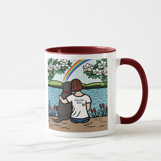Mug Black Labrador and Mom Brown Rainbow Bridge 2 (Droite)