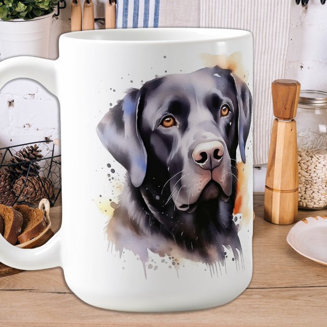 Mug Black Labrador Retriever Chien Aquarelle moderne (Créateur téléchargé)