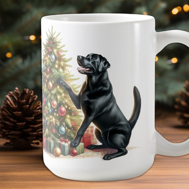 Mug Black Labrador Retriever Christmas Puppy Chien (Créateur téléchargé)