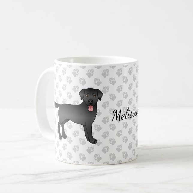 Mug Black Labrador Retriever Dessin Chien et nom (Devant gauche)