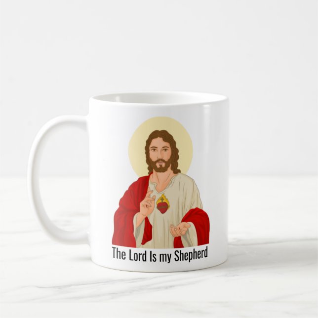 Mug Black Le Seigneur est mon Pasteur Jésus illustré (Gauche)