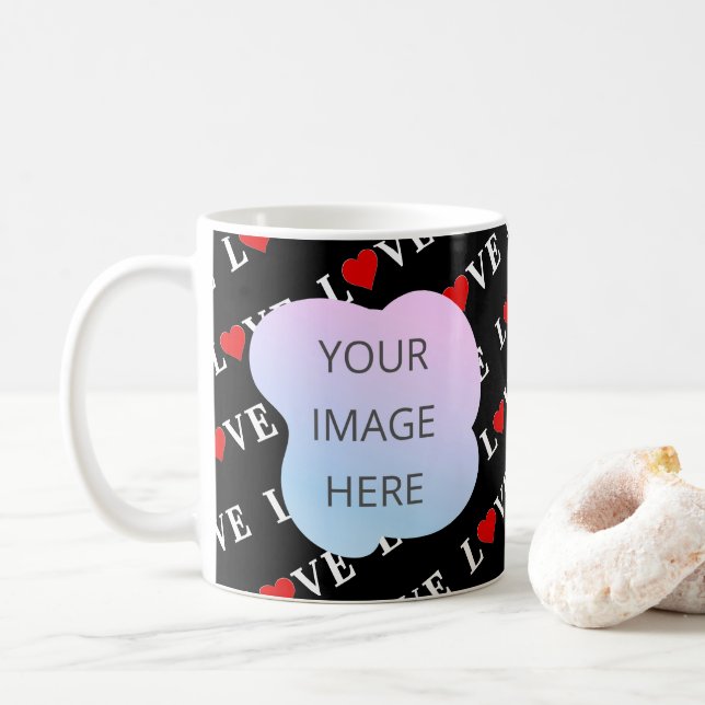 Mug Black LOVE tendance noir et blanc (Avec donut)