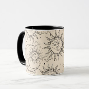 Mug Black Magic Vintage Celestial Sun Moon Stars