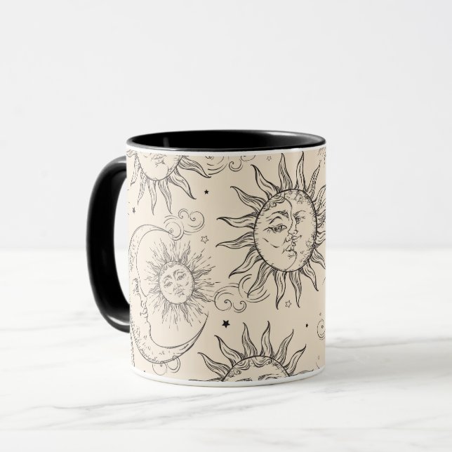 Mug Black Magic Vintage Celestial Sun Moon Stars (Devant gauche)
