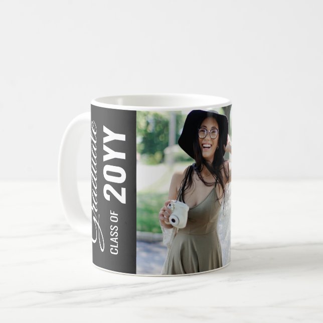 Mug Black Modern Classic Photo Graduation Party (Devant gauche)