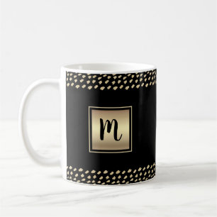 Mug Black or feuille audacieuse monogramme script mode
