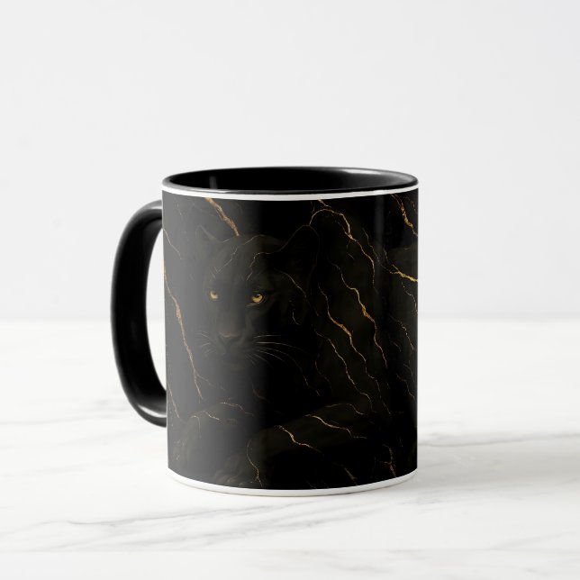 Mug Black Panther Gold Marble Art (Devant gauche)