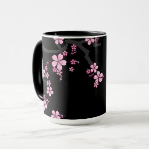Mug Black Pink Sakura design japonais ::