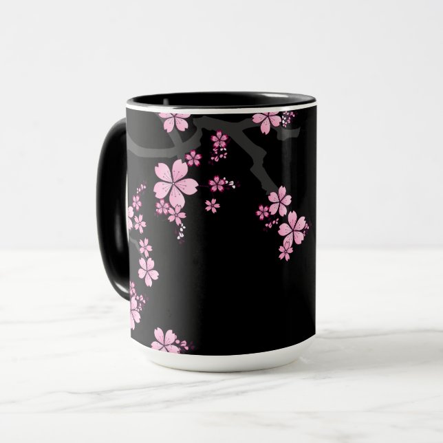 Mug Black Pink Sakura design japonais :: (Devant gauche)