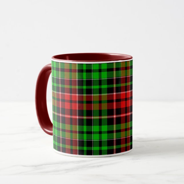 Mug Black Red Green Plaid Tartan Design  (Devant gauche)