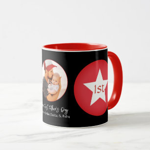 Mug Black Red Modern Simple Cool Papa Première Fête de