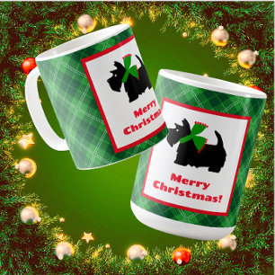 Mug Black Scottie Chien Tartan Joyeux Noël