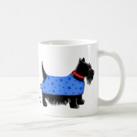 Black Scottie Dog Blue Coat Nom personnalisé