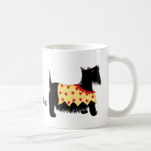 Mug Black Scottie Terrier Chien jaune Nom personnalisé