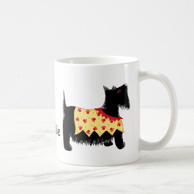 Mug Black Scottie Terrier Chien jaune Nom personnalisé (Droite)