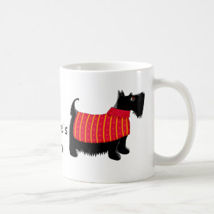 Mug Black Scottie Terrier Chien Orange Nom personnalis