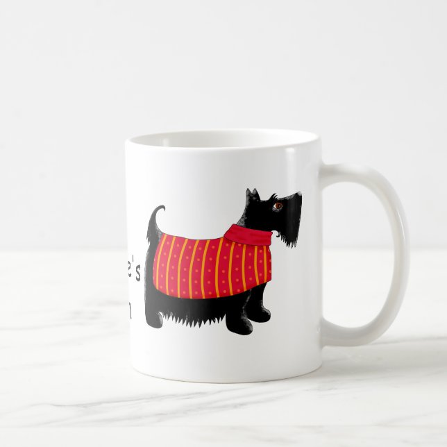 Mug Black Scottie Terrier Chien Orange Nom personnalis (Droite)