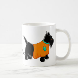 Mug Black Scottie Terrier Chien Orange Nom personnalis