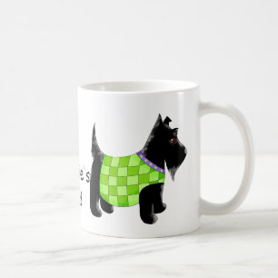 Mug Black Scottie Terrier Chien vert Nom personnalisé