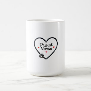 Mug Black Stethoscope Forming Heart Shape with “Proud