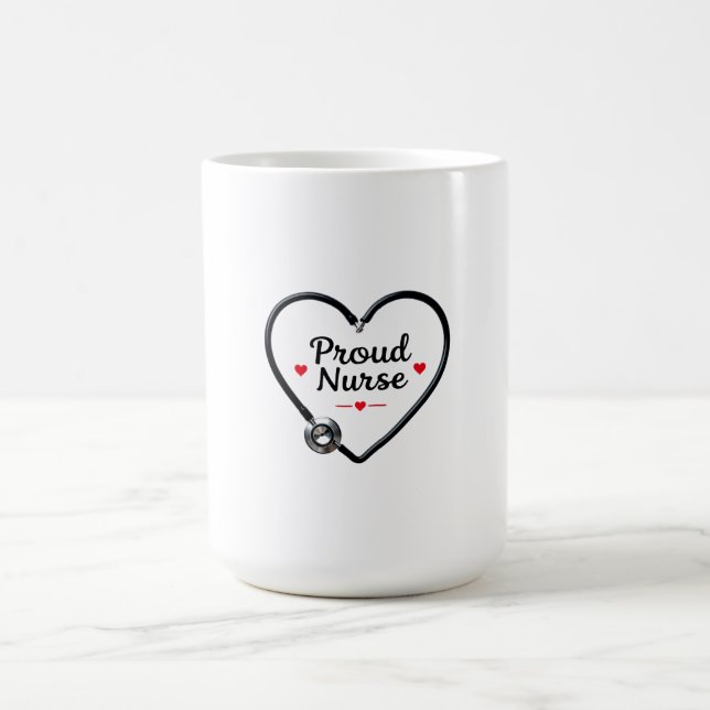 Mug  Black Stethoscope Forming Heart Shape with “Proud (Centre)