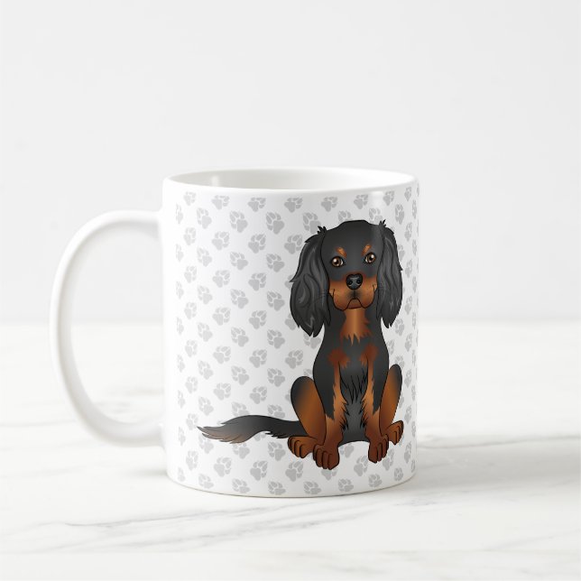 Mug Black & Tan Cavalier King Charles Spaniel & Paws (Gauche)