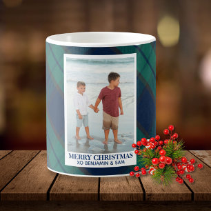 Mug Black Watch Blue Green Plaid Photo personnalisée e