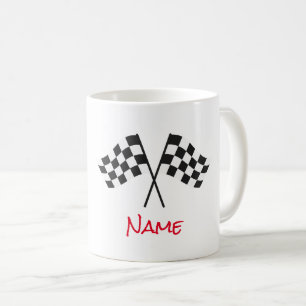 Mug Black White À damiers Flags Voiture Racing Sports