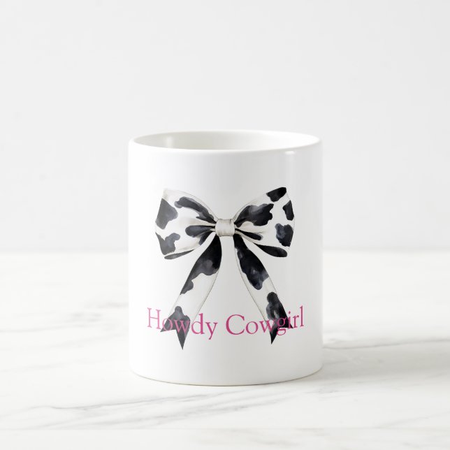 Mug Black White Cow Print Bow (Centre)