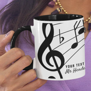 Mug Black & White Custom Text Music Enseignant/Étudian
