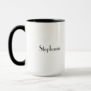 Mug Black White Elegant Personnalisé Nom Mère's Day 