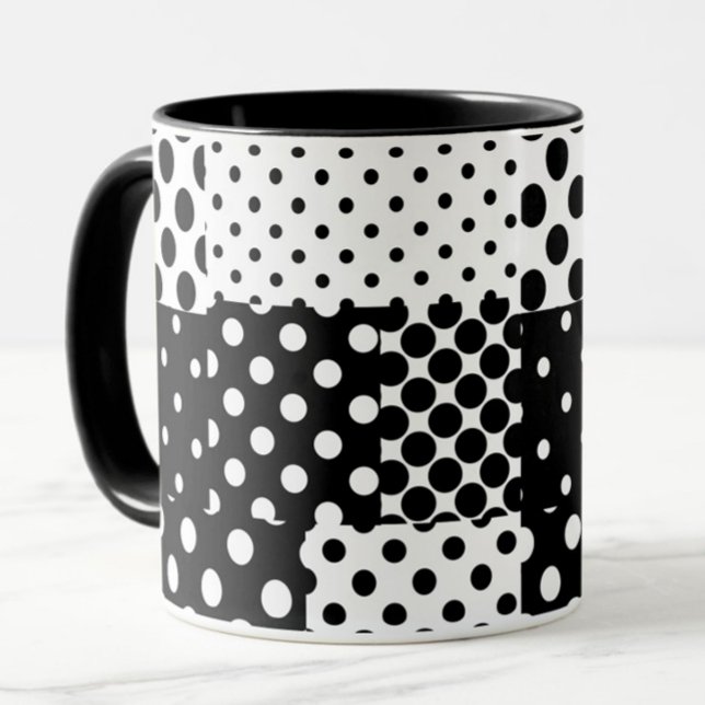 Mug Black White Fashion Polka Dots Style Design  (Créateur téléchargé)