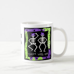 Mug Black White Halloween Skeleton Bones Danse
