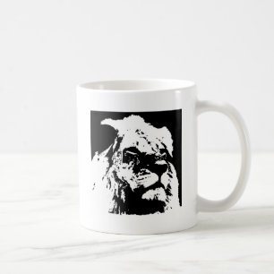 Mug Black & white lion pop art