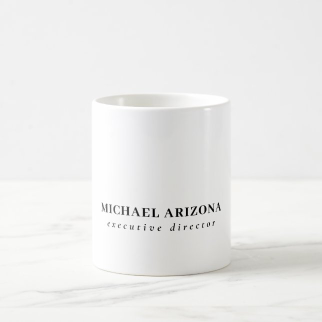 Mug Black White Minimalist Simple Plain Own Name (Centre)