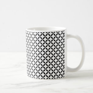 Mug Black White Moroccan Inspired Quatrefoil Lattice