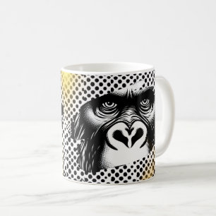 Mug Black White Pop Art Gorilla