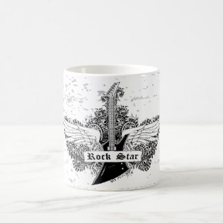 Mug Black white Rock étoile guitare électrique ailes m