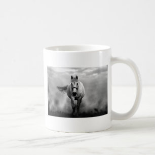 Mug Black White Runse Horse Freedom