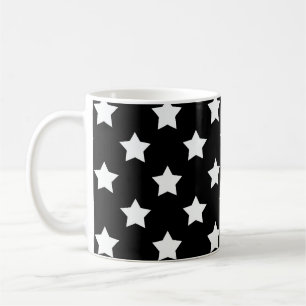 Mug Black White Stars Motif Décor