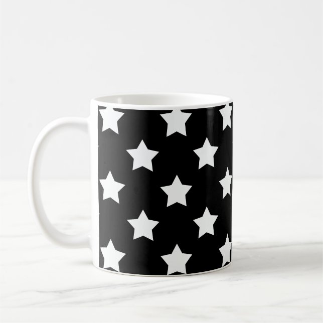 Mug Black White Stars Motif Décor (Gauche)